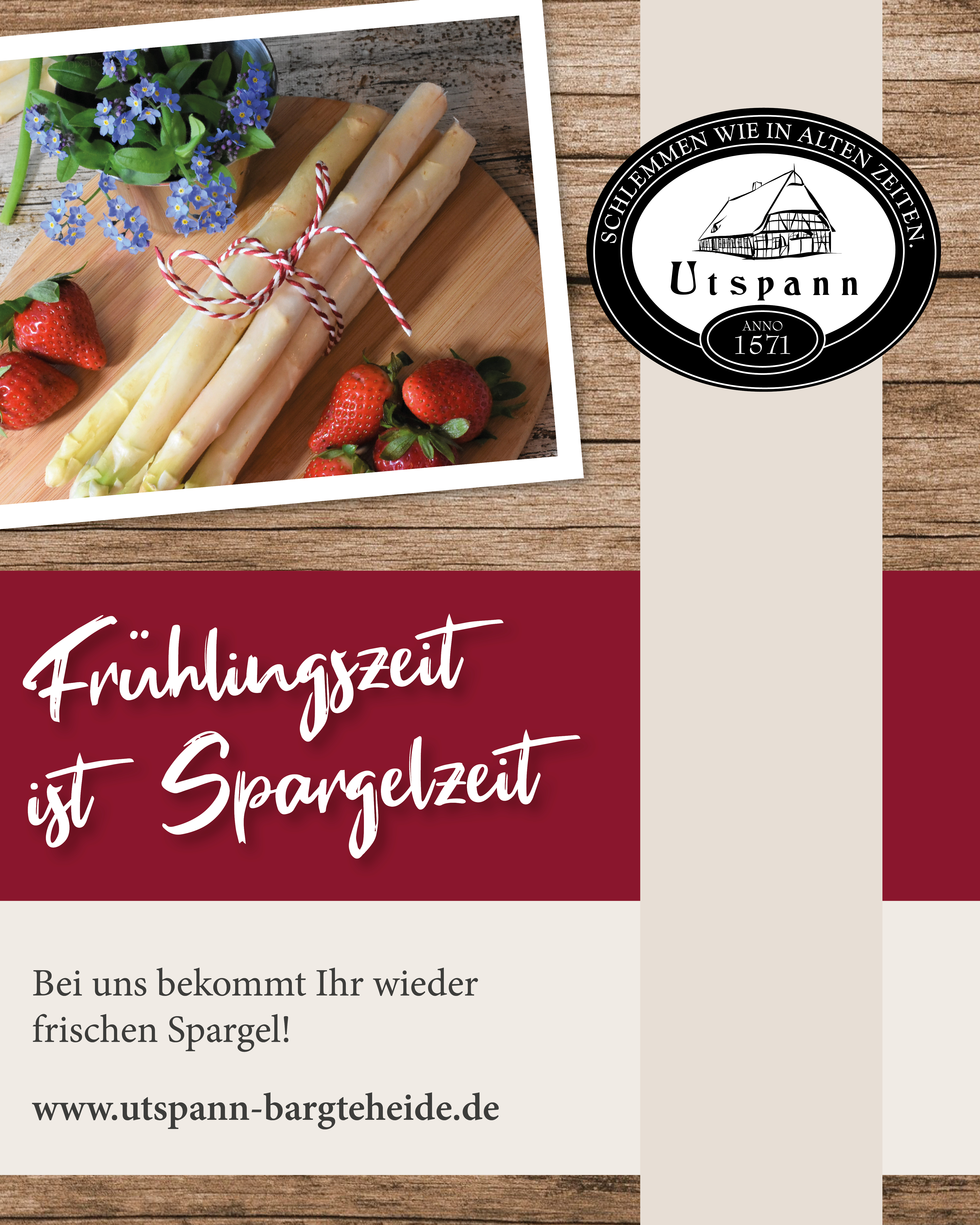 Frühlingszeit ist Spargelzeit im Restaurant Utspann. Utspann - Schlemmen wie in alten Zeiten!